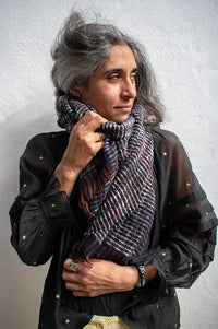 Sessùn Niu Pio Blue Denim Woven Scarf