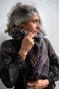 Sessùn Niu Pio Blue Denim Woven Scarf
