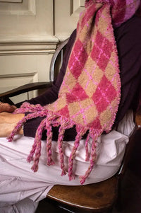 ICHI Dahlia Berry Argyle Print Scarf