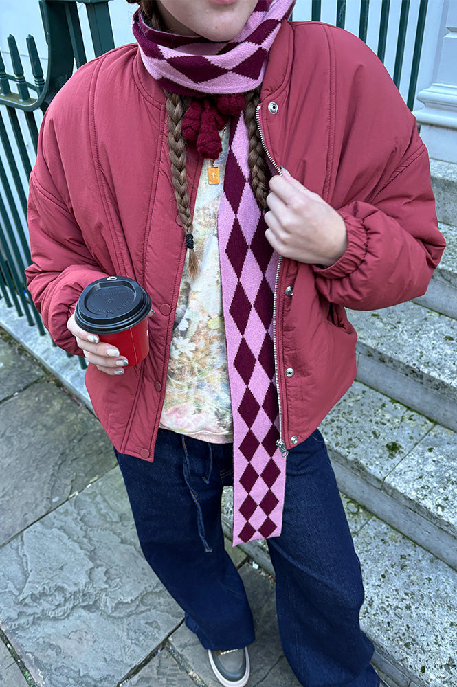 TBCo Burgundy Harlequin Skinny Scarf