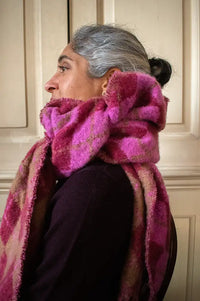 ICHI Dahlia Berry Argyle Print Scarf