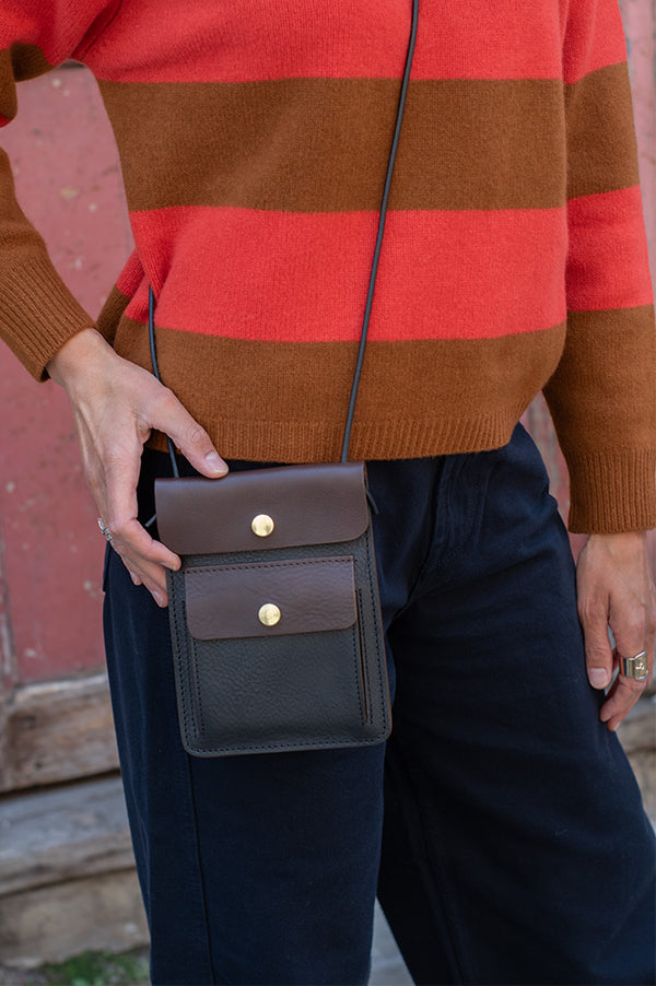 Kate Sheridan Black & Chocolate Contrast Scout Bag - The Mercantile London