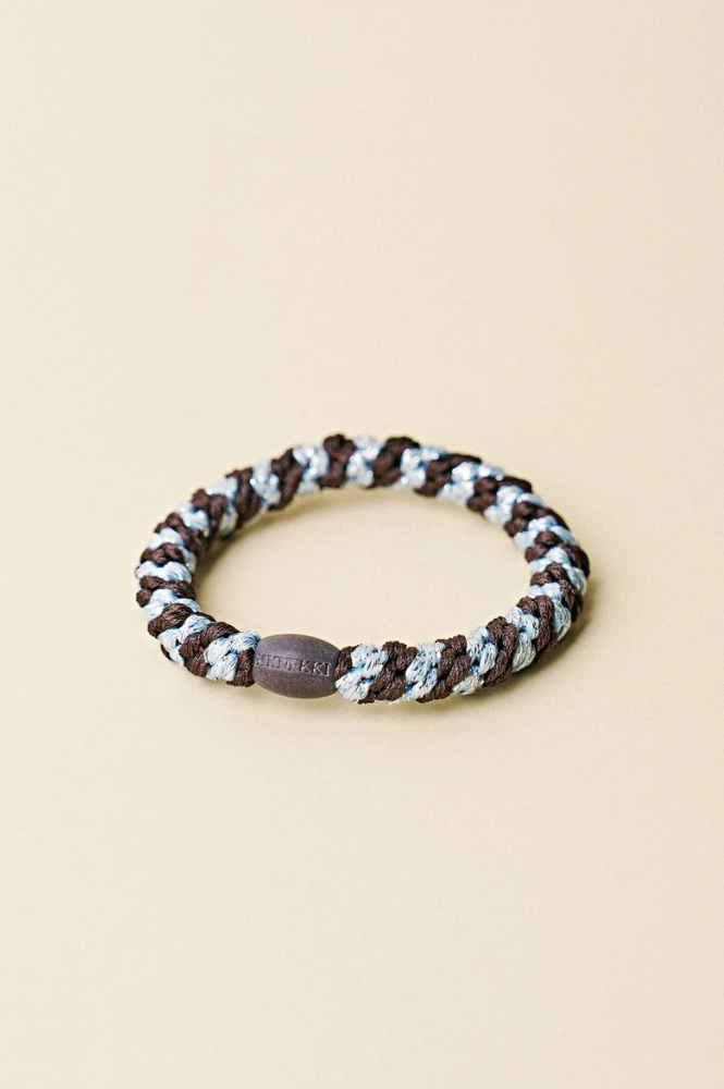 KKNEKKI Brown Seablue Glitter Stripe Hair Tie - The Mercantile London