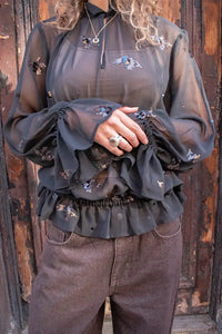 Second Female Luma Black Sequin Blouse - The Mercantile London