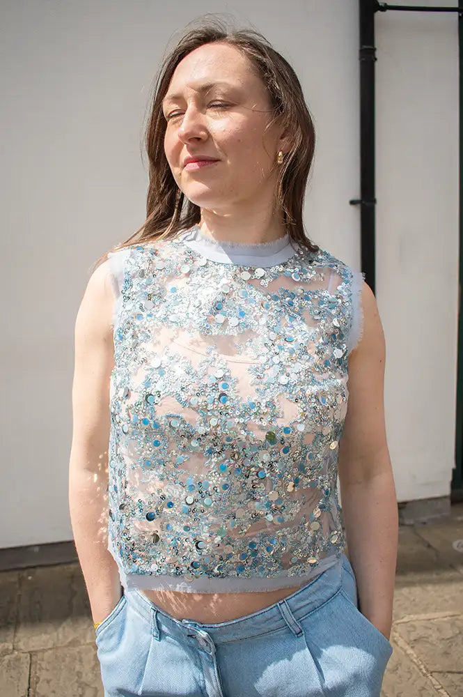 Baum Und Pferdgarten Manira Kentucky Blue Sequin Top - The Mercantile London