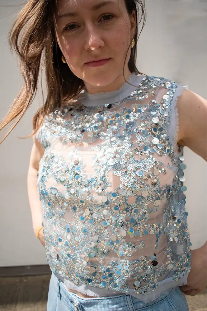 Baum Und Pferdgarten Manira Kentucky Blue Sequin Top - The Mercantile London