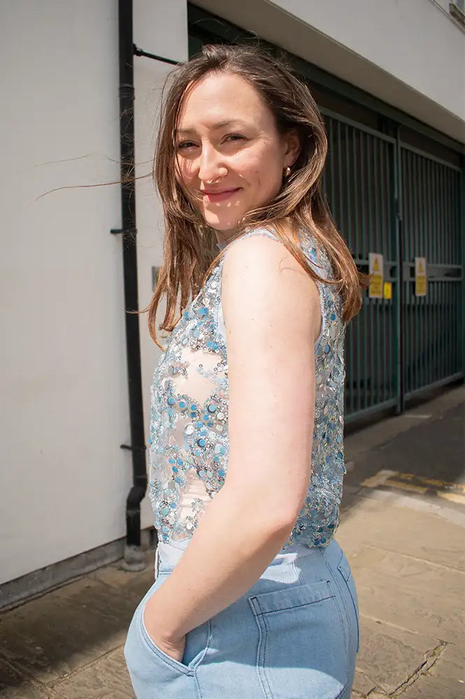 Baum Und Pferdgarten Manira Kentucky Blue Sequin Top - The Mercantile London