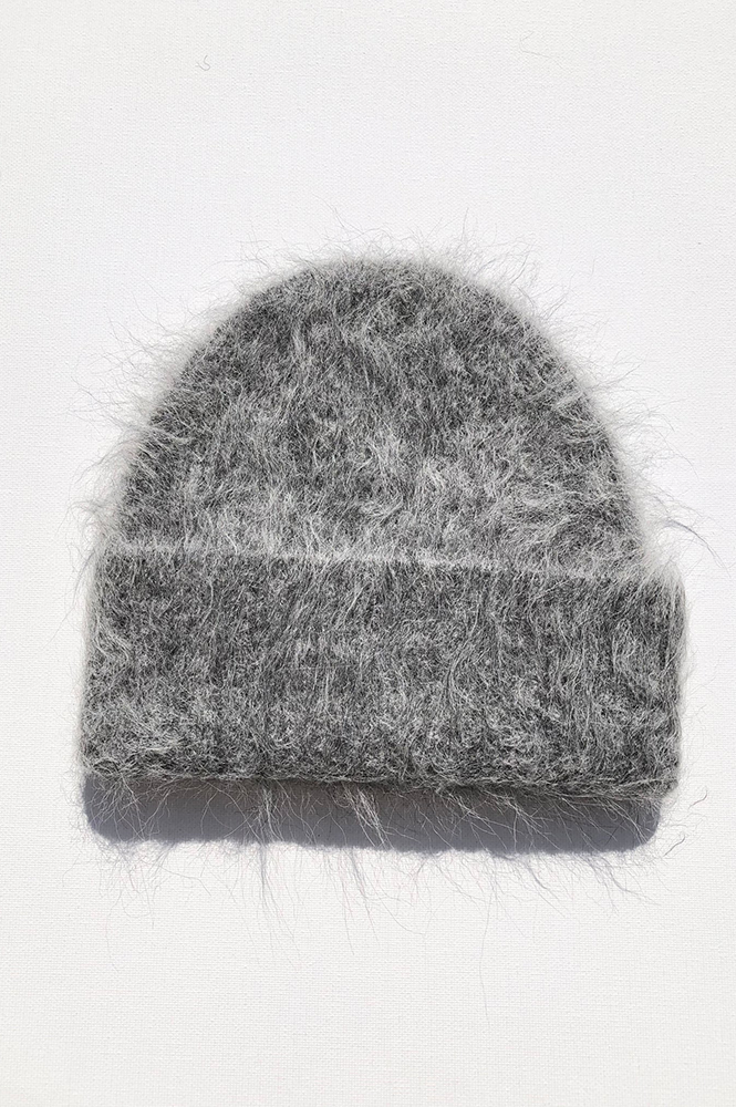 Billy Bamboo Alpaca Fluffy Grey Beanie - The Mercantile London