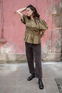 Sessùn Velvet Cruise Coffee Trousers - The Mercantile London