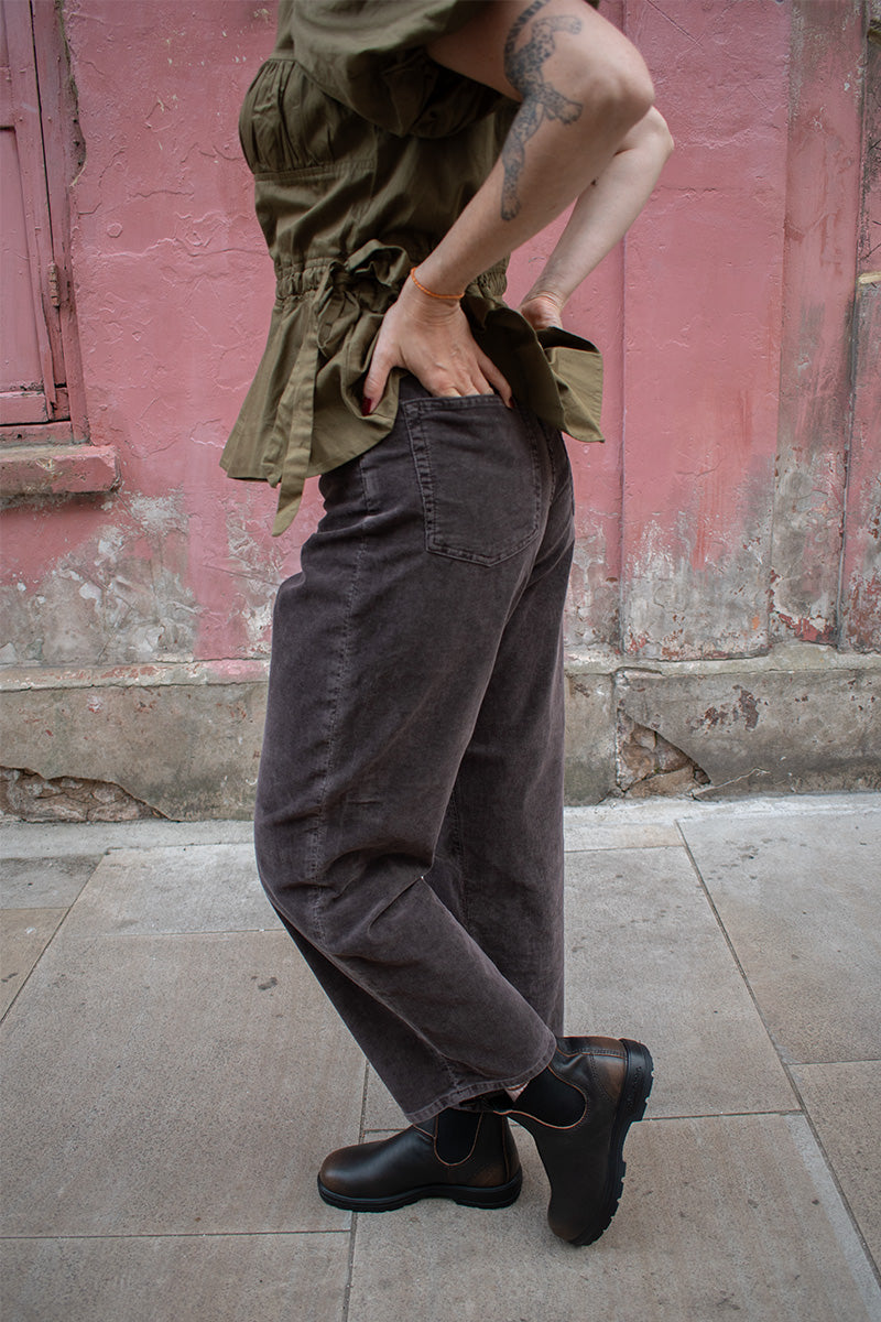 Sessùn Velvet Cruise Coffee Trousers - The Mercantile London
