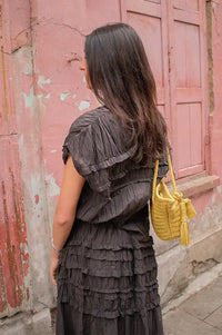 Rabens Saloner Elenor Liquorice Voile Frill Top - The Mercantile London