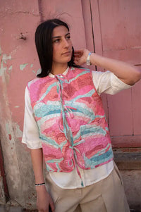Seventy + Mochi Aria Rose Coral Reversible Vest - The Mercantile London