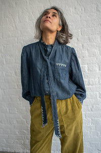 Seventy + Mochi Poet Pacific Blue Blouse - The Mercantile London