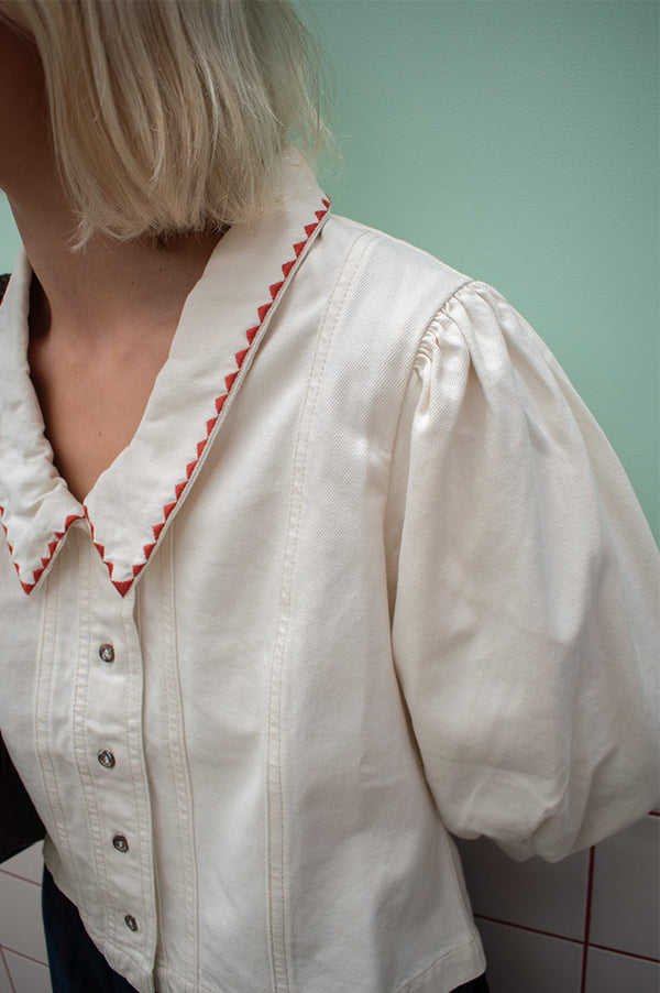 Seventy + Mochi Talia Chelsea Collar Ecru Top - The Mercantile London