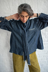 Seventy + Mochi Poet Pacific Blue Blouse - The Mercantile London