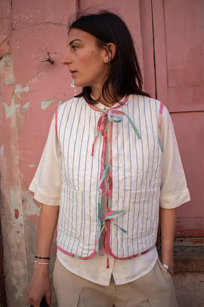 Seventy + Mochi Aria Rose Coral Reversible Vest - The Mercantile London