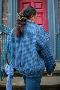 Seventy + Mochi Juno Houndstooth Denim Bomber Jacket - The Mercantile London