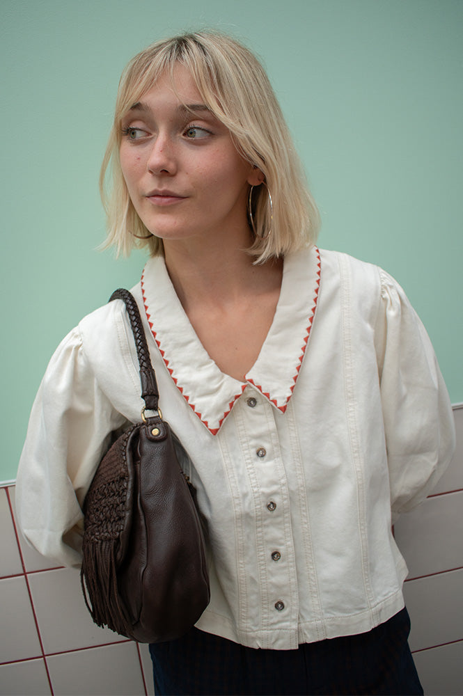 Seventy + Mochi Talia Chelsea Collar Ecru Top - The Mercantile London