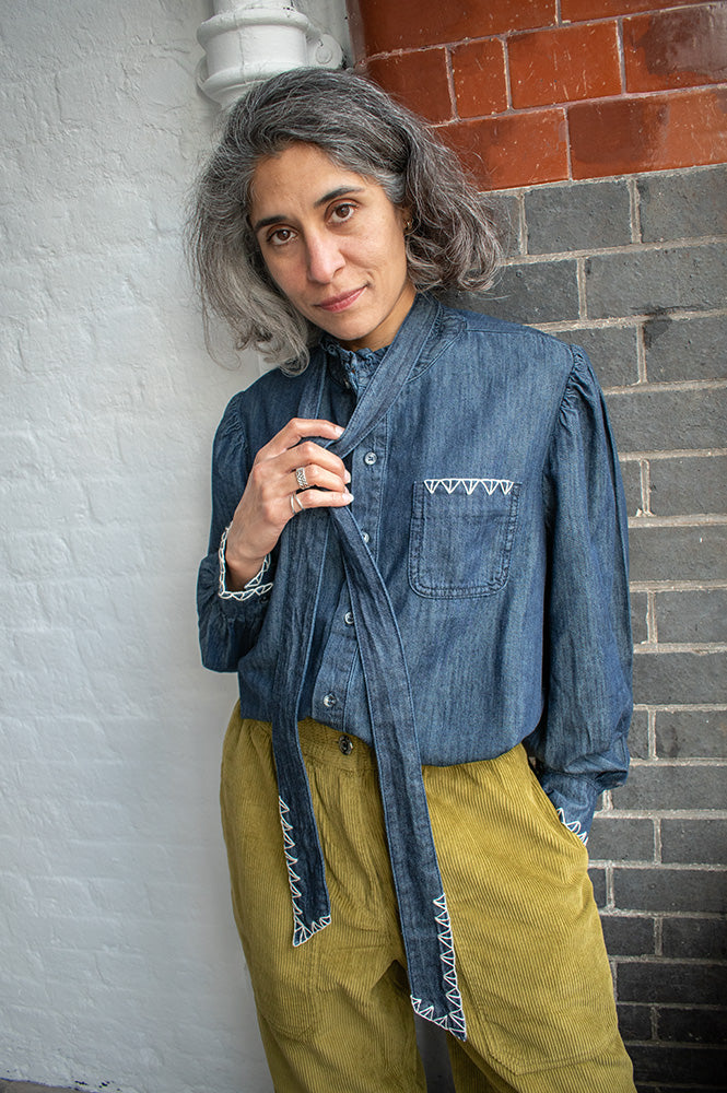 Seventy + Mochi Poet Pacific Blue Blouse - The Mercantile London