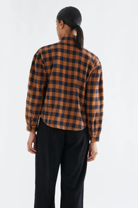 Compania Fantastica Brown And Navy Checked Shirt