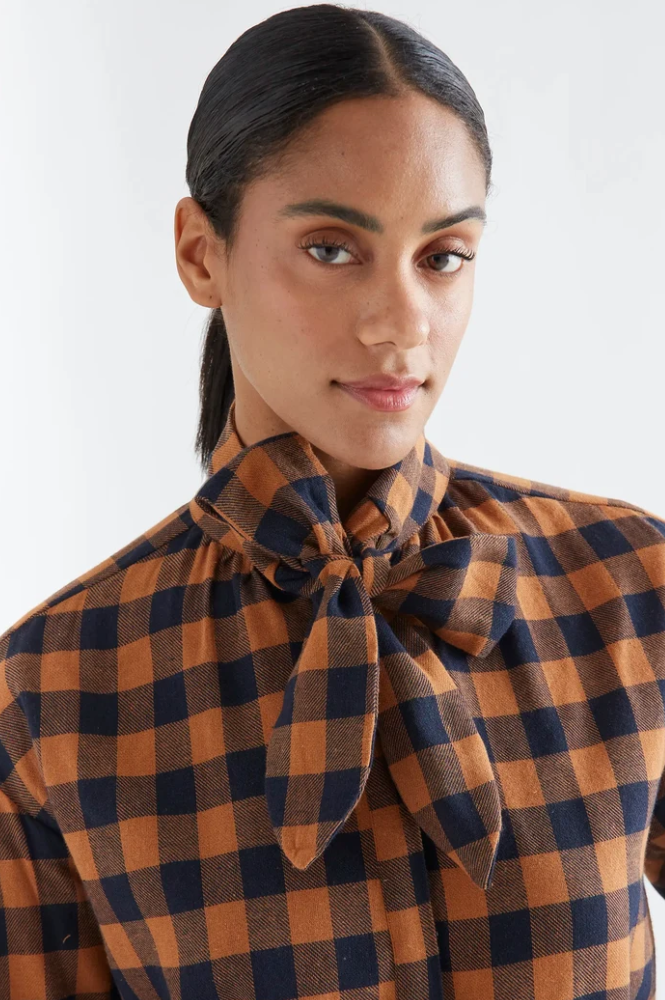 Compania Fantastica Brown And Navy Checked Shirt