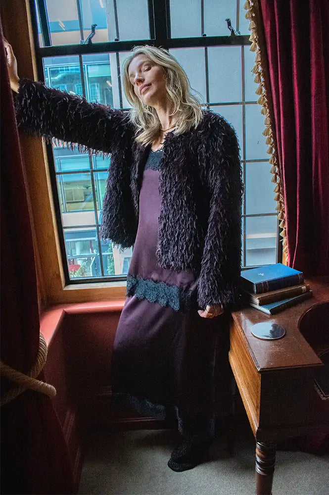 ICHI Hazina Warm Fudge Shaggy Jacket - The Mercantile London