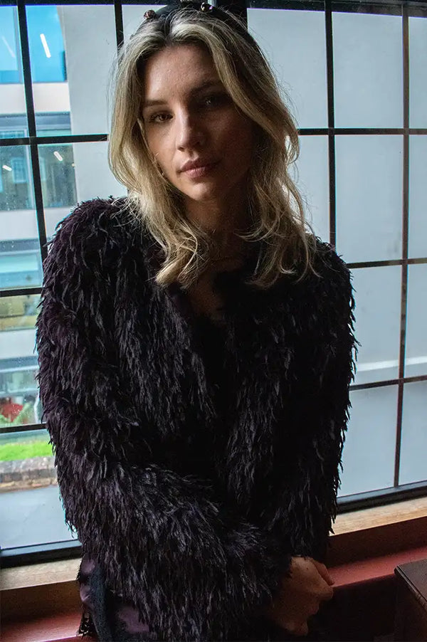 ICHI Hazina Warm Fudge Shaggy Jacket - The Mercantile London
