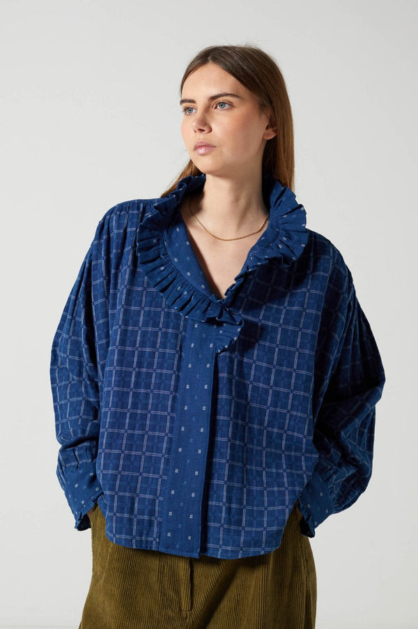 Charlie Joe Shania Indigo Check Blouse - The Mercantile London