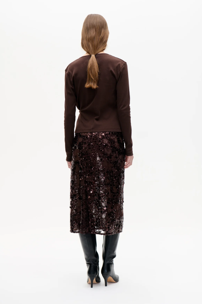 Baum Und Pferdgarten Shania Coffee Bean Brown Sequin Skirt