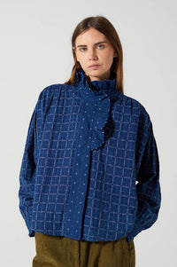 Charlie Joe Shania Indigo Check Blouse - The Mercantile London