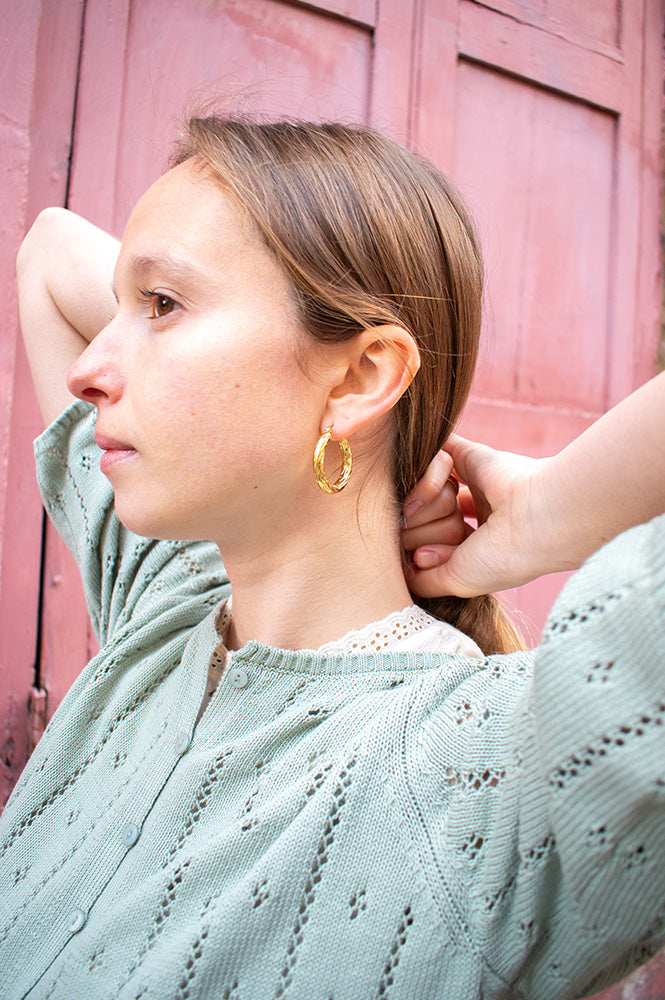 and danu Shearwater Large Gold Hoop Earrings
