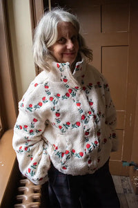 The Tiny Big Sister Rose Grid Sherpa Jacket