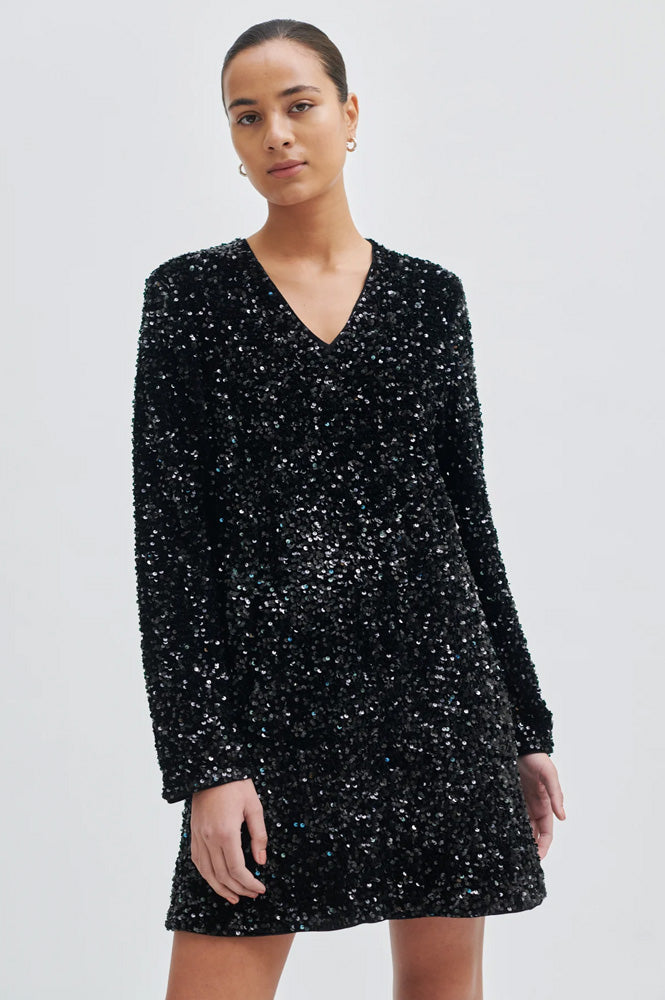 Second Female Black Shimmer Dress - The Mercantile London