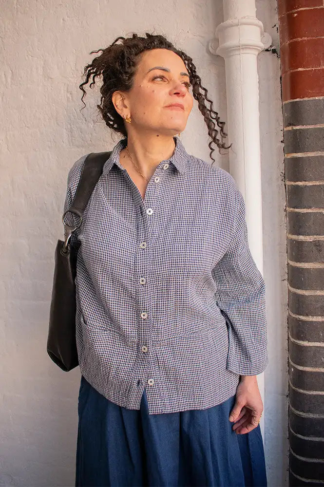 Bibico Anya Navy Check Oversized Shirt - The Mercantile London