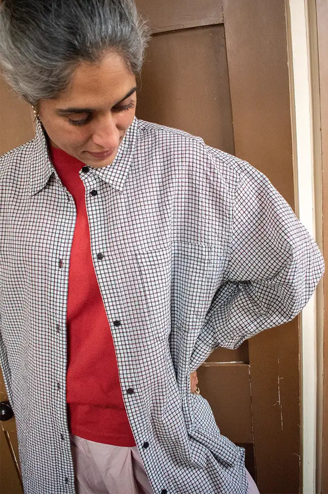 ICHI Feja Chicory Coffee Check Shirt