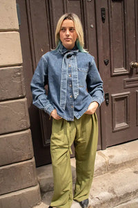 Object Bow Medium Blue Denim Shirt