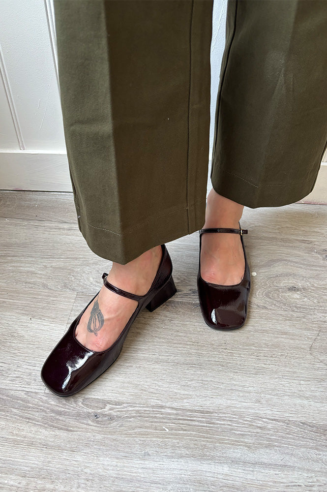 Bukela Twiggy Naplak Oxblood Sling-Back Heeled Shoes - The Mercantile London
