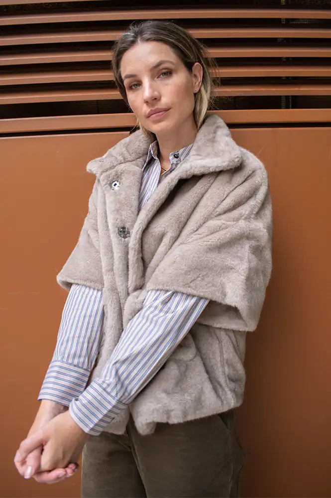 Fransa Doris Driftwood Grey Fur Jacket