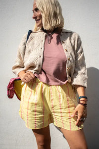 By Together Lemon And Pink Striped Shorts