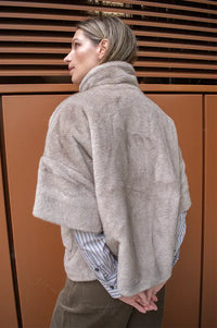Fransa Doris Driftwood Grey Fur Jacket