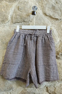 Linen & More Brown Stripe Shorts