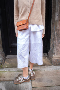 Yerse White Embroidered Bermuda Shorts - The Mercantile London