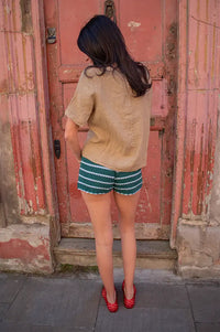 FRNCH Catalda Green Striped Shorts - The Mercantile London