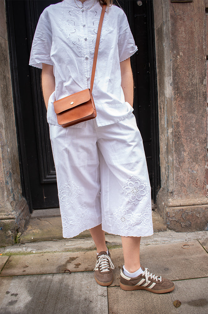 Yerse White Embroidered Bermuda Shorts - The Mercantile London