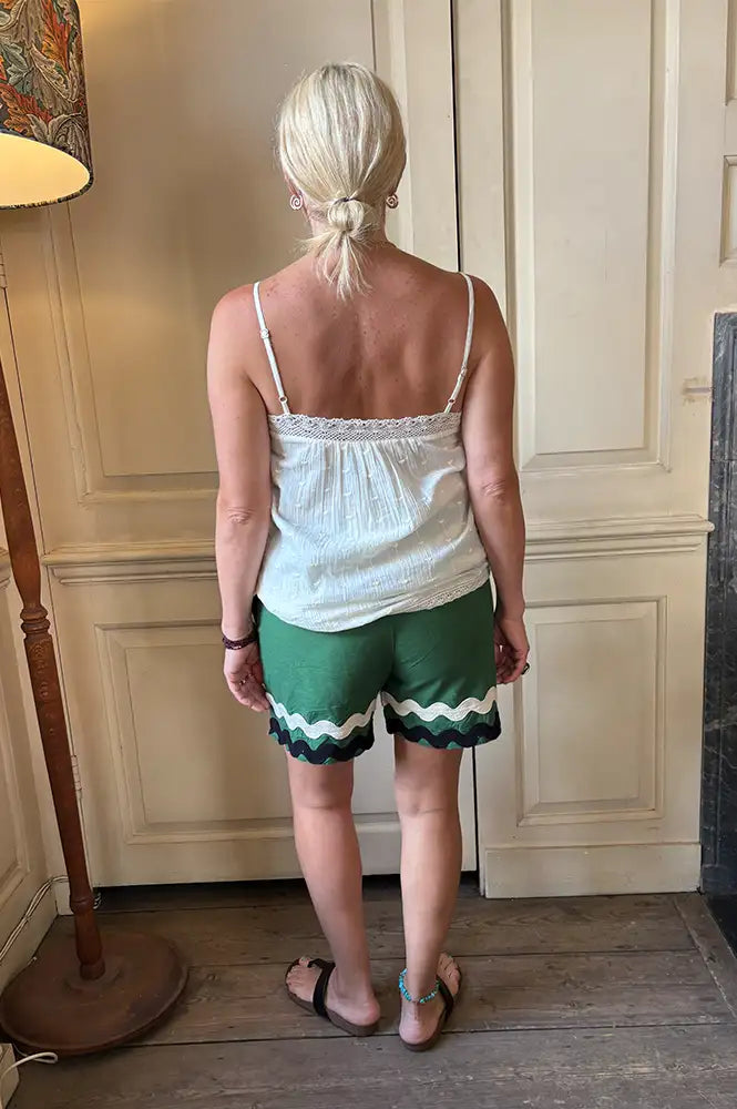 An'ge Ravine Green Ric Rac Shorts