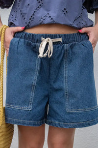 ICHI Kamina Medium Blue Shorts