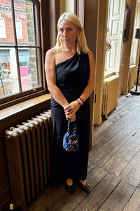 Rabens Saloner Aryana Black Papery One Shoulder Dress