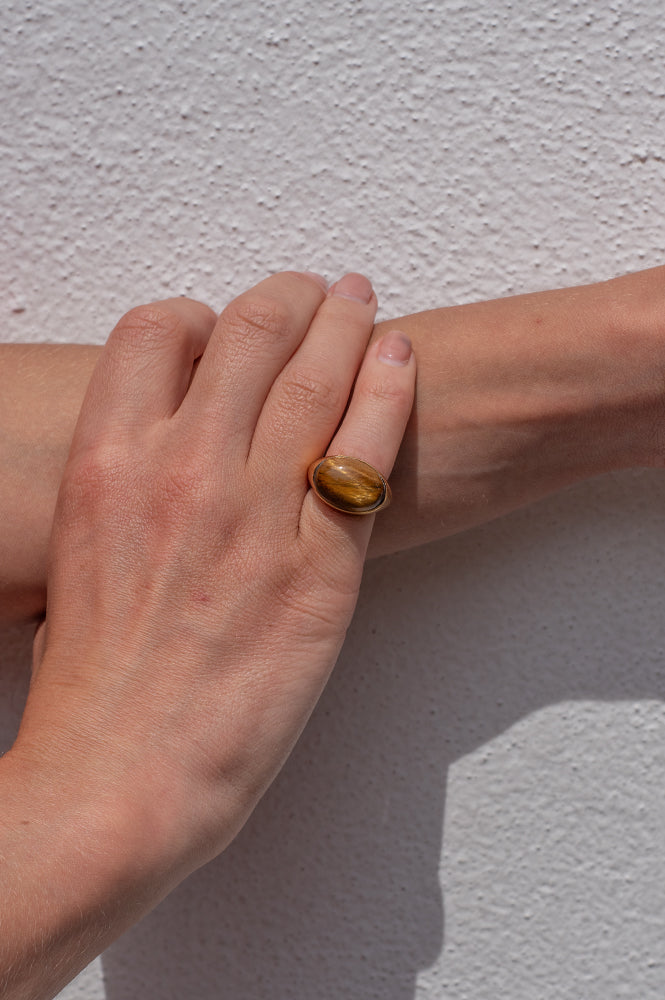 Shyla Serifos Tigers Eye Ring - The Mercantile London