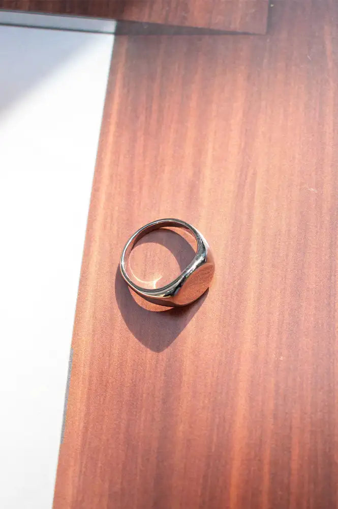 Nordic Muse Silver Round Signet Ring