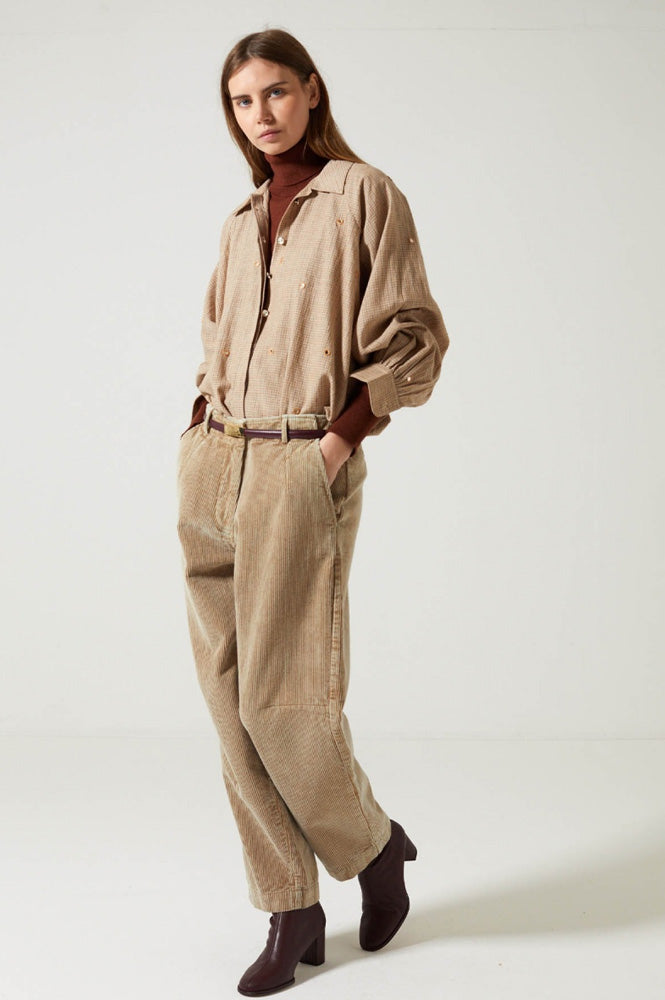 Charlie Joe Siloe Taupe Stone Wash Corduroy Trousers - The Mercantile London